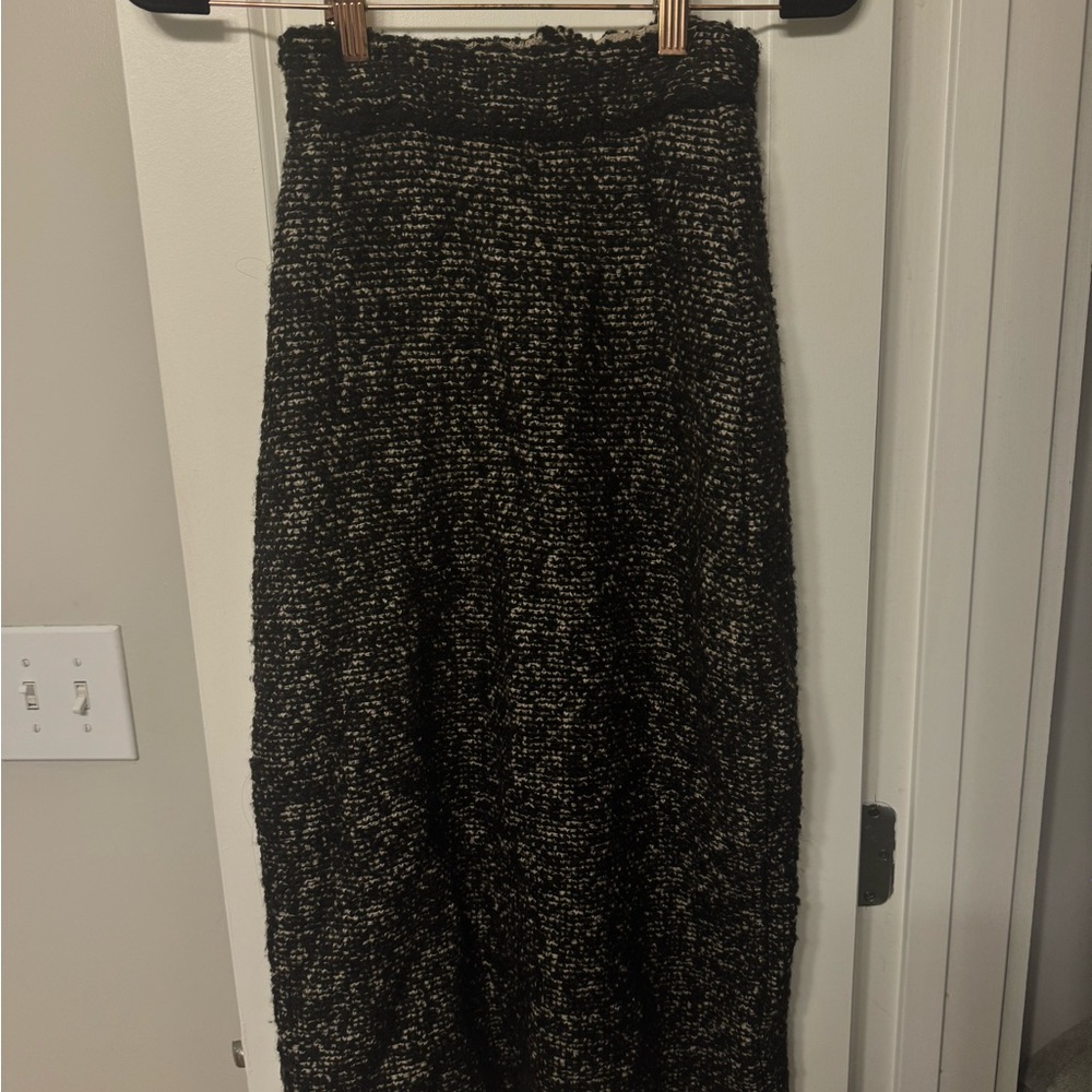Vintage Valentino Black and White tweed Maxi Skirt